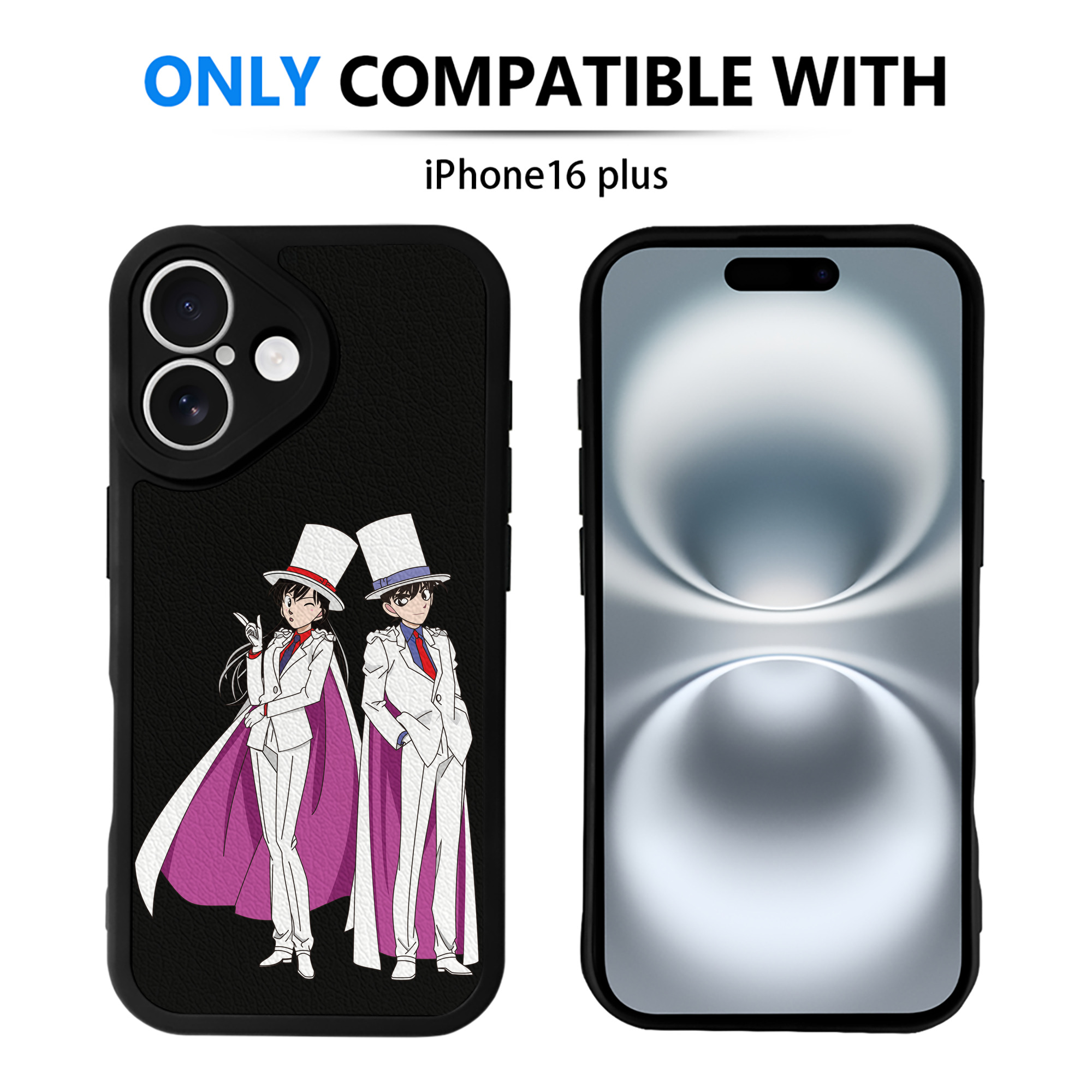 （画像用） 名探偵コナン くろば かいと Detective Conan Kuroba Kaito 【iPhone 16シリーズ対応】シリコンスマホケース（レザー調） 材質：シリコン